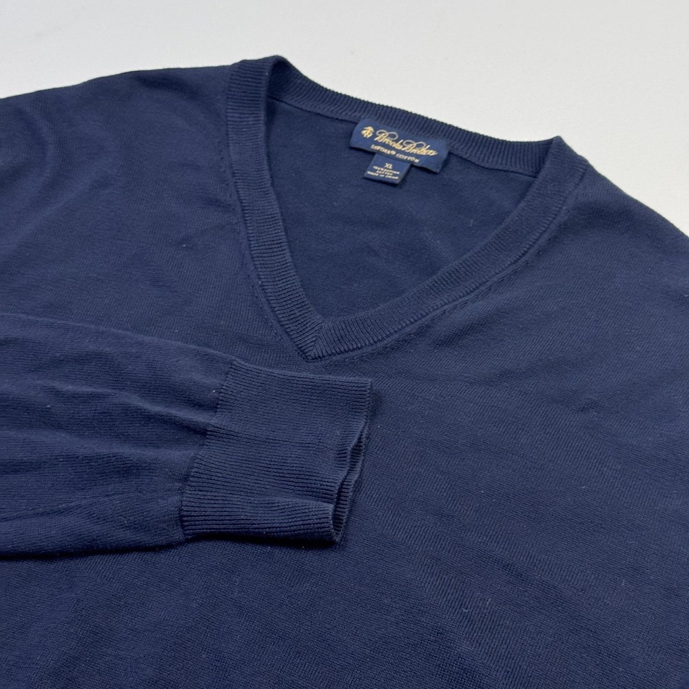 Brooks Brothers Sweater‎ Mens XL Blue Supima Cotton V Neck Soft Knit Pullover